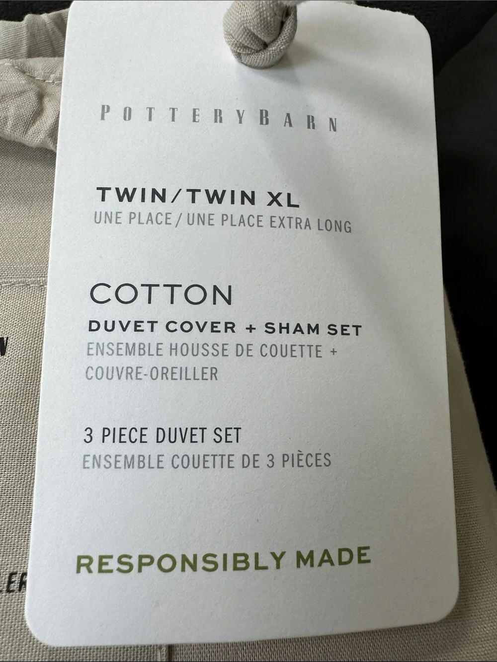 Pottery Barn Teen Linen-Texture Duvet Cover in Natural